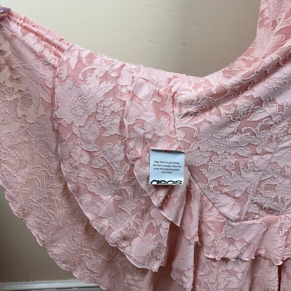 ASOS Pink Lace Halter Mermaid Dress High Low Formal Princess Fairy Prom 10 NWT - Picture 15 of 15